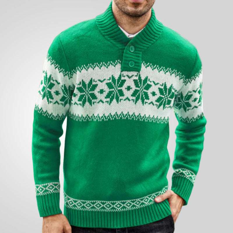 Men's New Pullover Sweater Autumn And Winter Long Sleeved Christmas Casual Fashion Jacquard Knitted Sweater Clothing For Men - Elevra