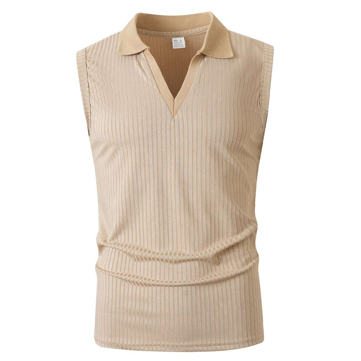Mens Polo - collar Vertical - striped Sleeveless Vest - Elevra