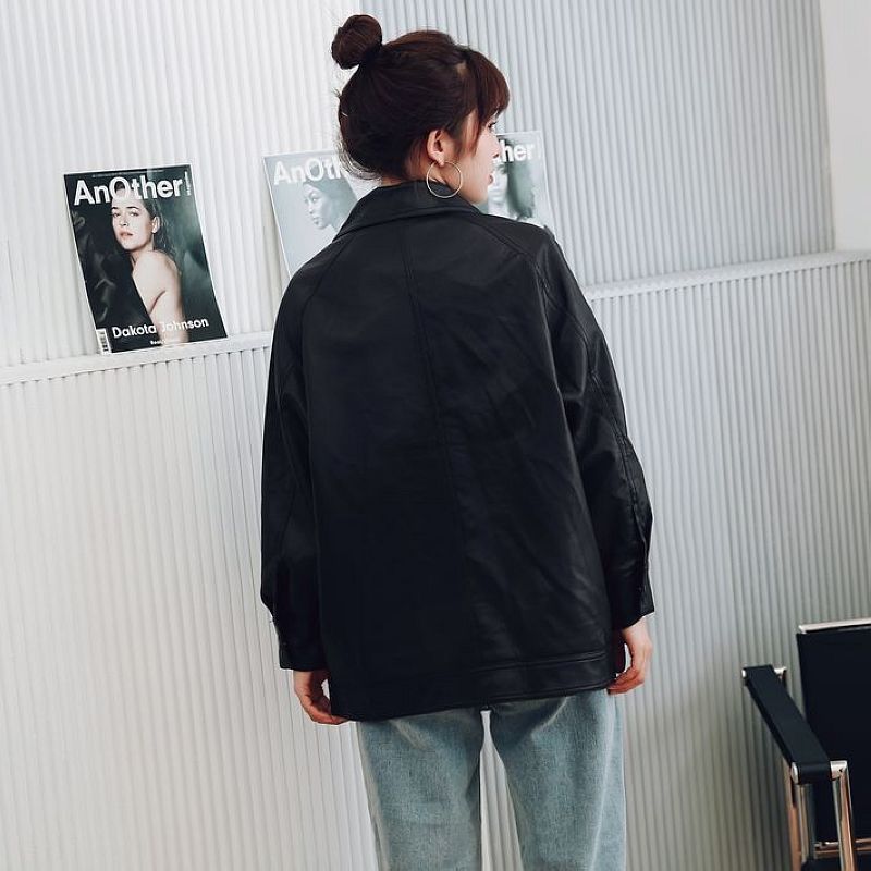 Motorcycle Leather Leather Jacket Mid - length Windbreaker PU Leather Jacket - Elevra