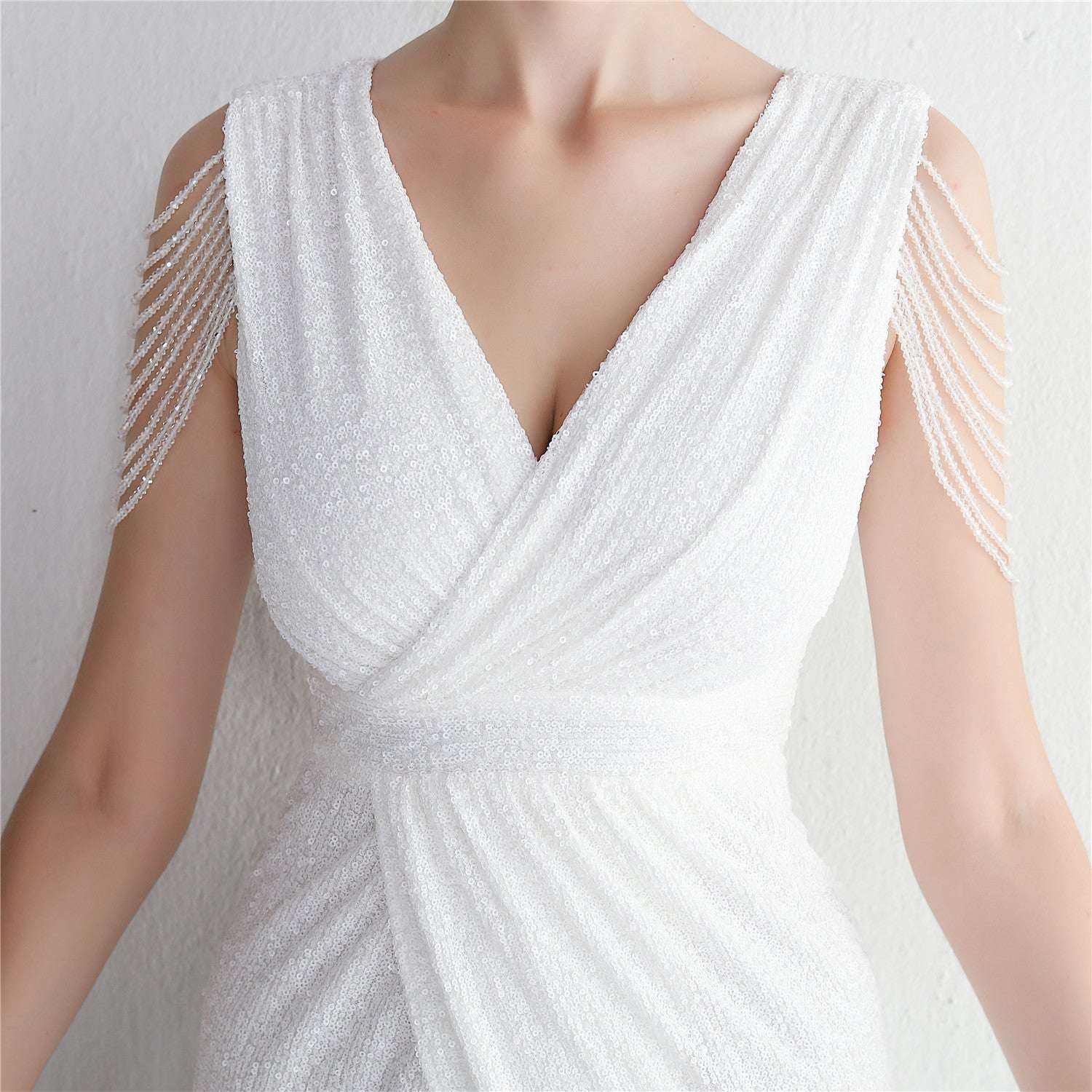 New Bead Craft Long Slimming Banquet Evening Dress Short - Elevra