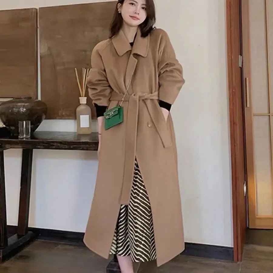 New Fashionable Fashion Over The Knee Woolen Coat - Elevra
