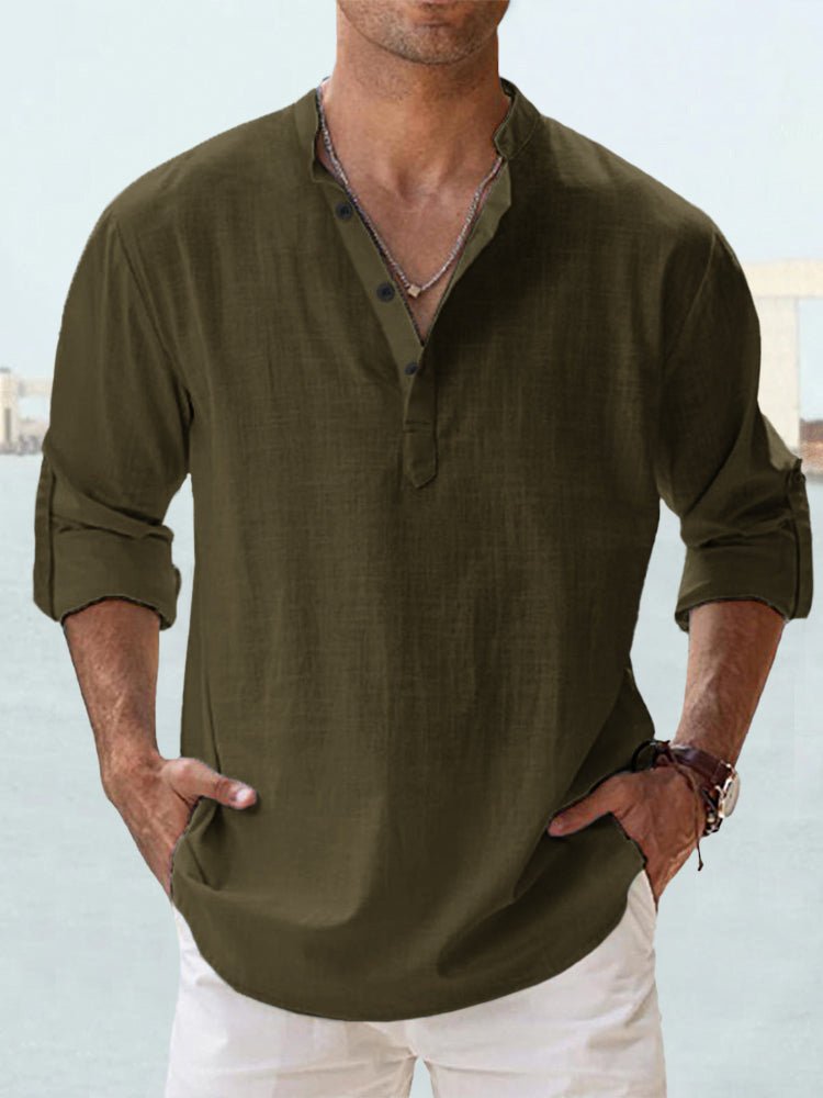 New Men's Casual Blouse Cotton Linen Shirt Loose Tops Long Sleeve Tee Shirt Spring Autumn Casual Handsome Men's Shirts - Elevra