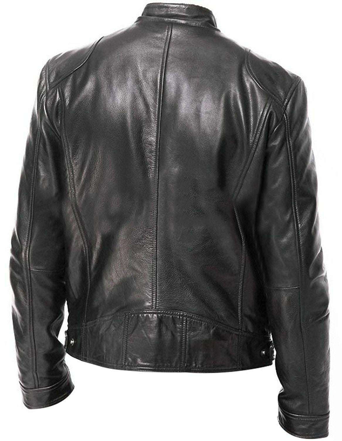 PU Leather Jacket Slim Leather Jacket - Elevra
