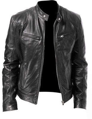 PU Leather Jacket Slim Leather Jacket - Elevra