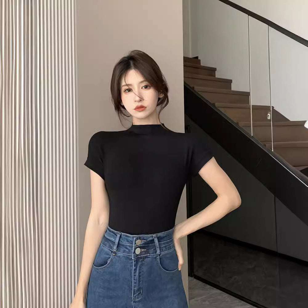 Pure Desire Style Half Turtleneck T-shirt For Women - Elevra