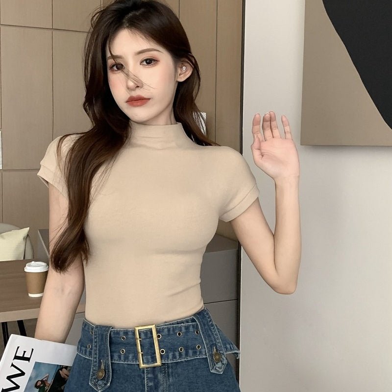 Pure Desire Style Half Turtleneck T-shirt For Women - Elevra