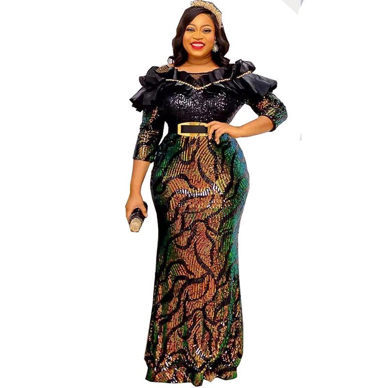 Sequined Embroidered Maxi Dress Slim - fit Fishtail Skirt Evening Gown - Elevra