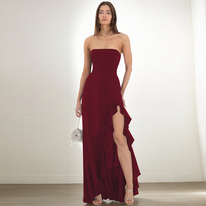 Sexy Split Maxi Dress Tube Top Temperament Women's Dress - Elevra