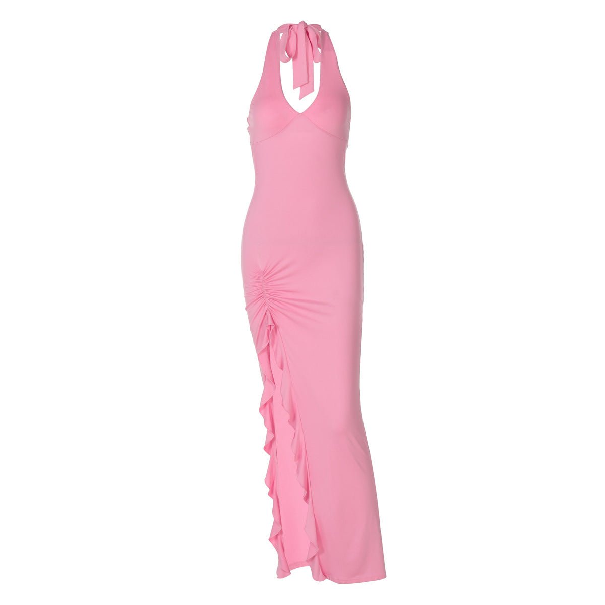 Summer New V - neck Halter Split Sexy Backless Dress - Elevra