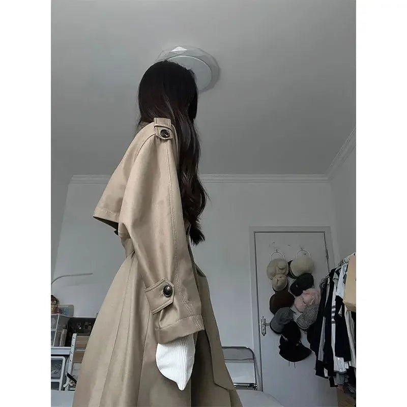 Temperament Wild Khaki Casual Fashion Trench Coat - Elevra