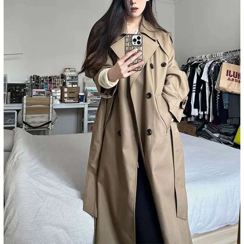 Temperament Wild Khaki Casual Fashion Trench Coat - Elevra