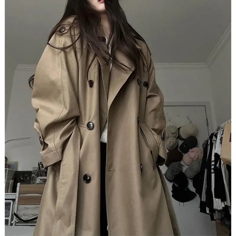 Temperament Wild Khaki Casual Fashion Trench Coat - Elevra