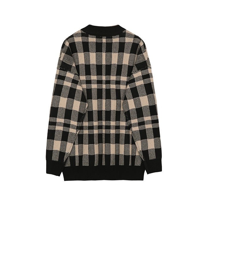 Trend Personality Men's V - neck Plaid Sweater - Elevra