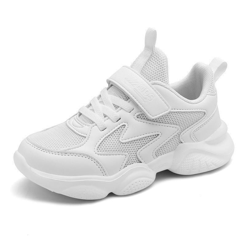 Velcro New Primary And Secondary School Students White Sneaker - Elevra