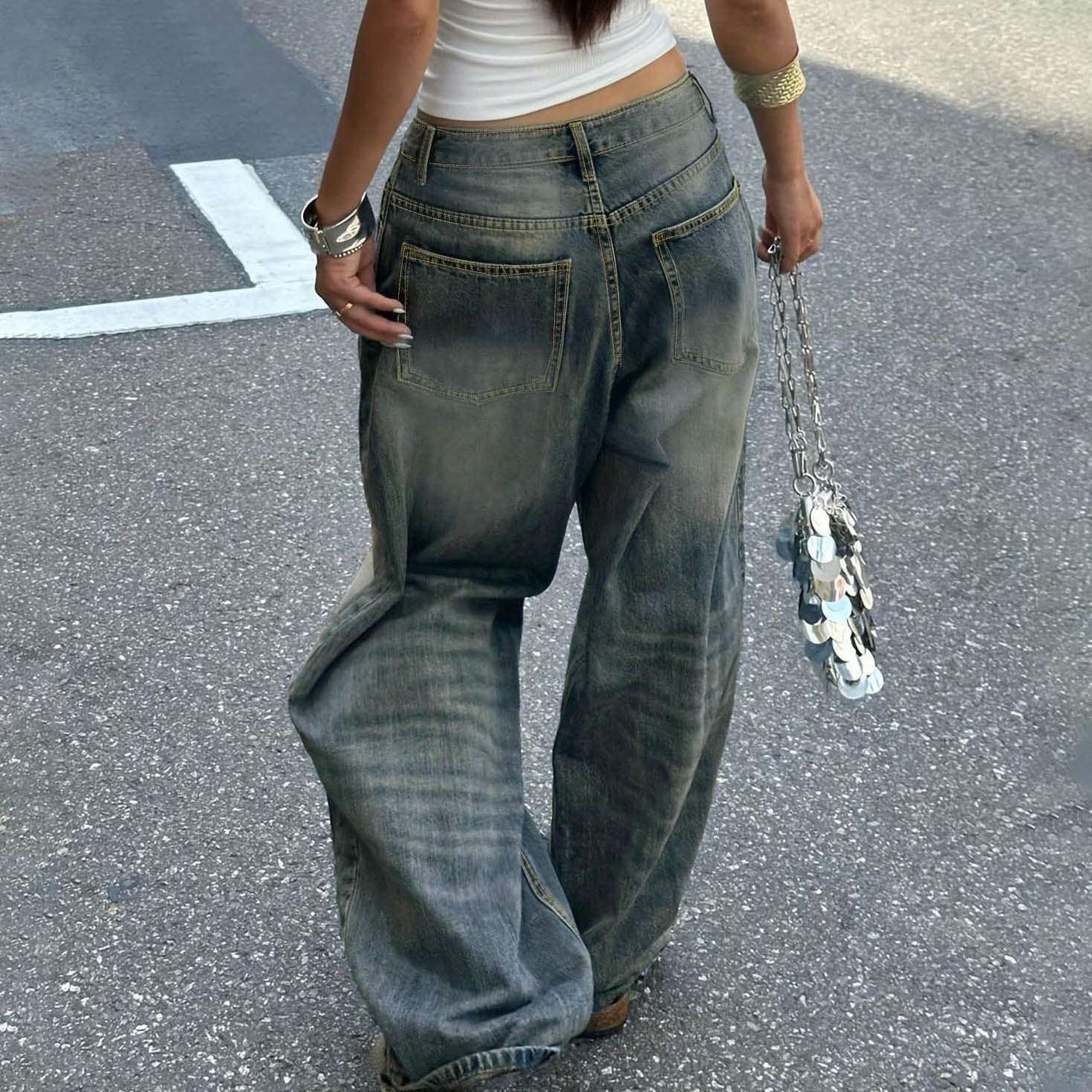 Versatile Design Casual Wide - leg Draggle - tail Trousers - Elevra