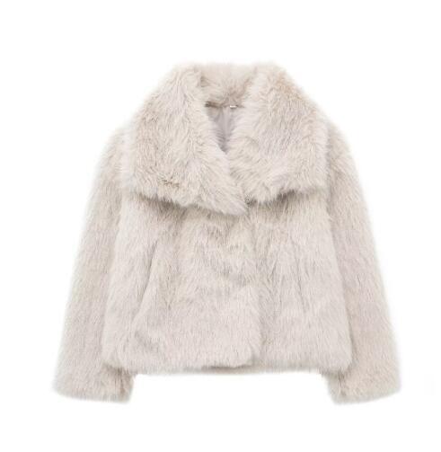 Winter Plush Coat Fashion Warm Thicken Fluffy Lapel Jacket Outwear Casual Long Sleeve Tops Womens Clothing - Elevra