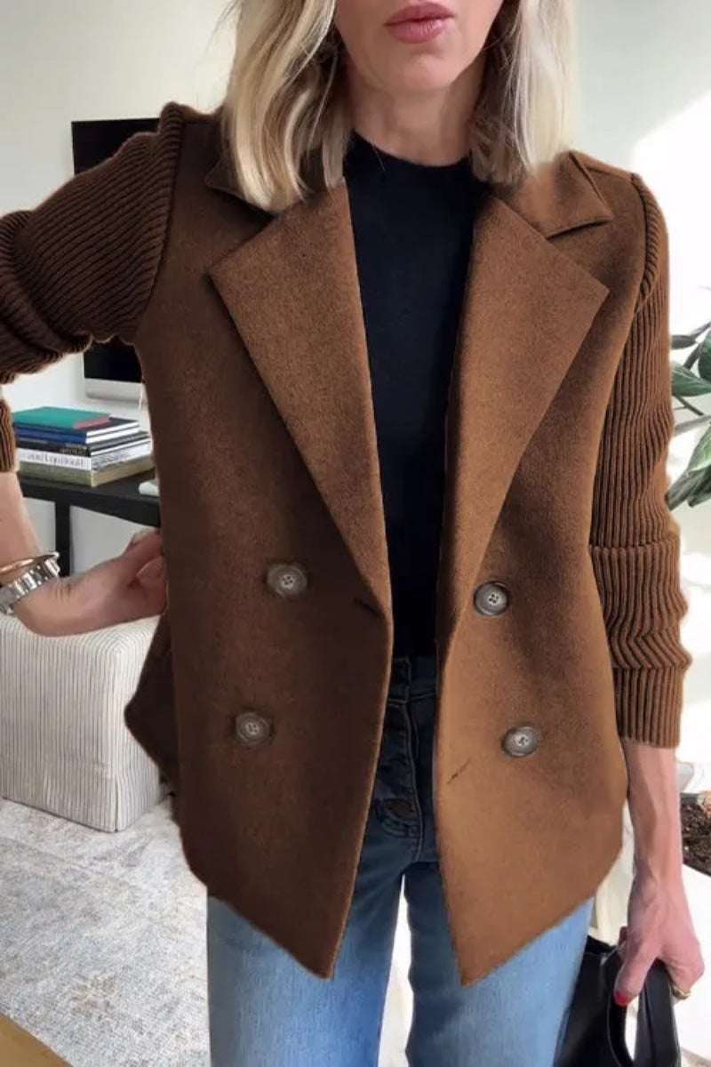 Women's Elegant Wool Stitching Woolen Coat Commuter Suit - Elevra