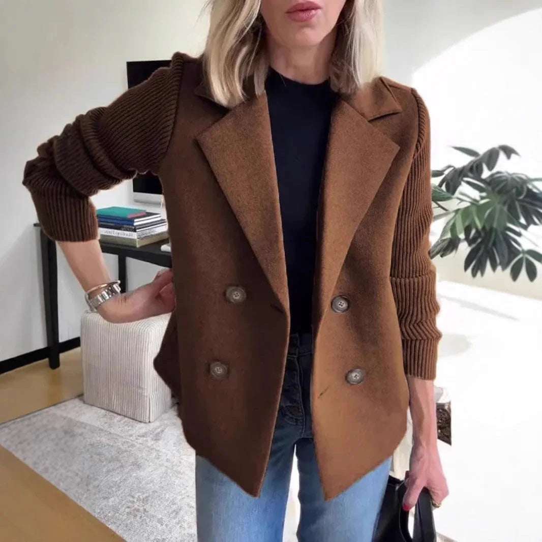 Women's Elegant Wool Stitching Woolen Coat Commuter Suit - Elevra