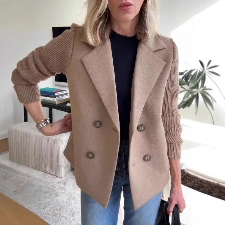 Women's Elegant Wool Stitching Woolen Coat Commuter Suit - Elevra