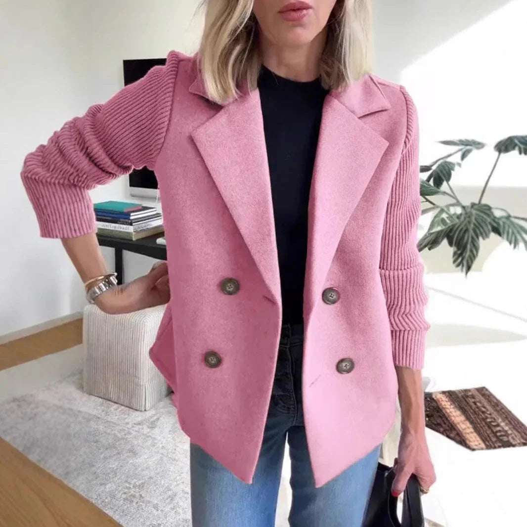 Women's Elegant Wool Stitching Woolen Coat Commuter Suit - Elevra