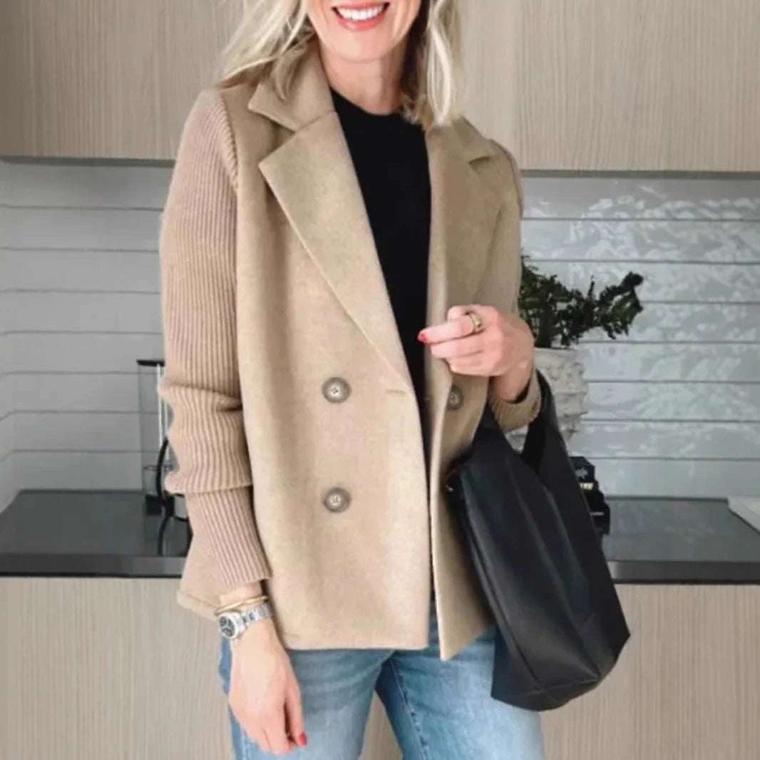 Women's Elegant Wool Stitching Woolen Coat Commuter Suit - Elevra