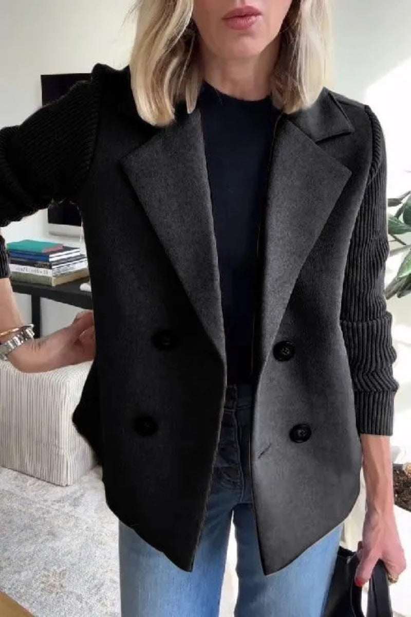 Women's Elegant Wool Stitching Woolen Coat Commuter Suit - Elevra