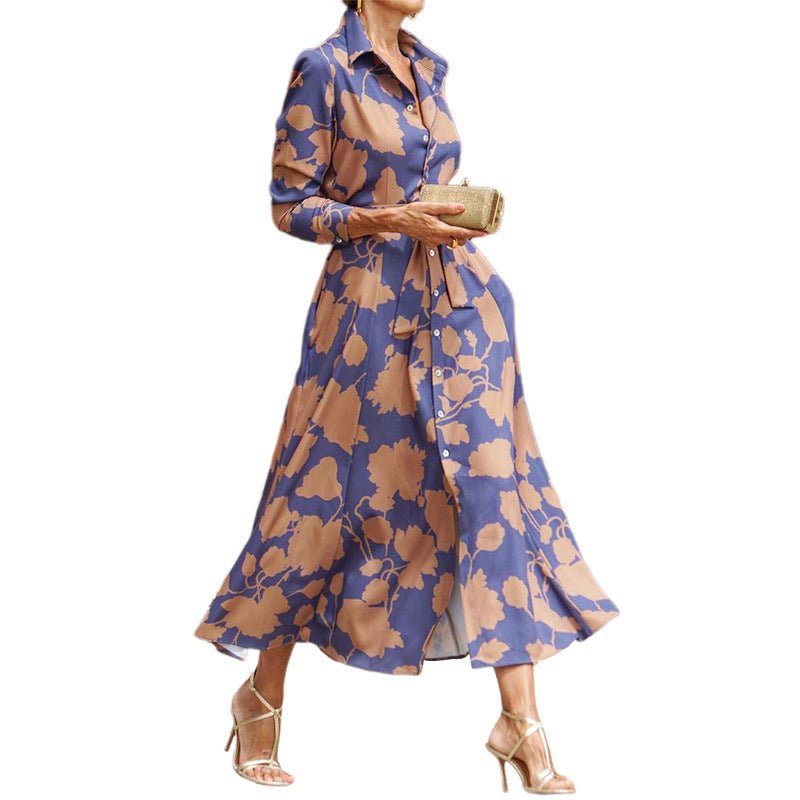 Women's Fashionable Printed Midi Dress - Elevra