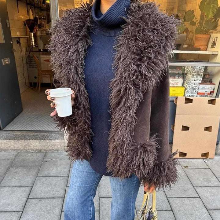 Women's Fashionable Warm Wind - resistant Wool Splicing Coat - Elevra