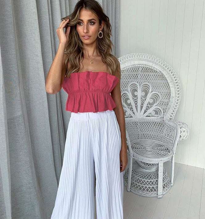Women's Sleeveless Chest Wrap Peplum Top - Elevra