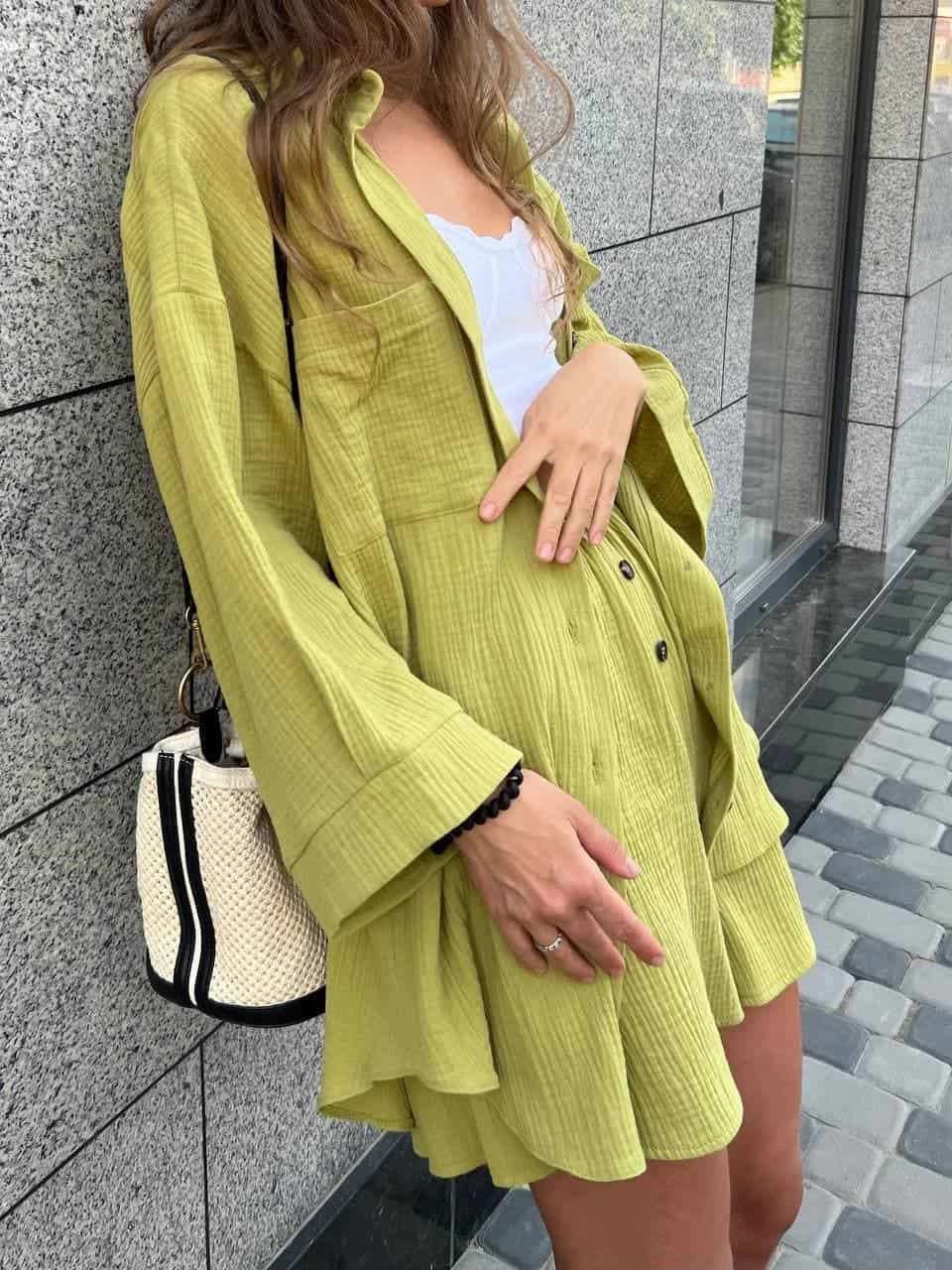 Women's Solid Color Cardigan Breasted Top Fashion Shorts Two - piece Set - Elevra