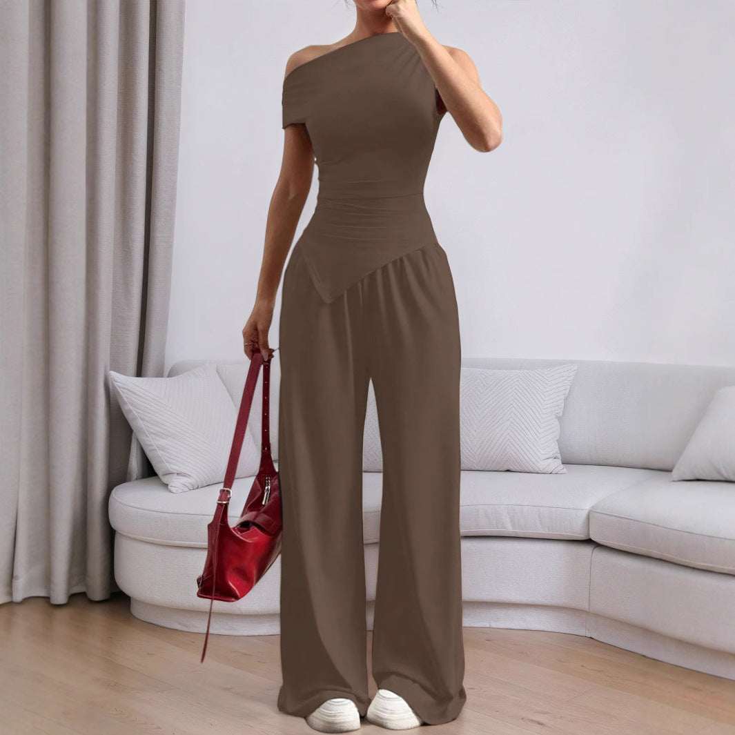 Women's Solid Color Sleeveless Vest Pants Fashion Suit - Elevra